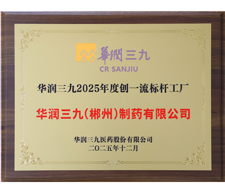 華潤三九 2025 年度創(chuàng)一流標桿工廠