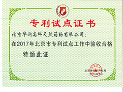 專利試點(diǎn)證書(shū)